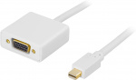 DELTACO mini DisplayPort til VGA(HD15)-kabel, ha-ho, 1 m, hvit (DP-VGA100)