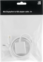 DELTACO mini DisplayPort til VGA(HD15)-kabel, ha-ho, 1 m, hvit (DP-VGA100)