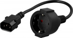 DELTACO apparatadapter, IEC C14 hane till CEE 7/4 (Schuko) hona, 20 cm