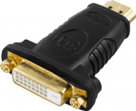 DELTACO HDMI-adapter, HDMI 19-pin hane till DVI-D hona, guldpläterad