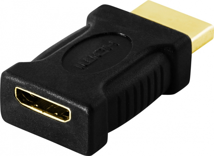 DELTACO HDMI-adapter,mini HDMI input t HDMI output,19-pin,gullbelagt