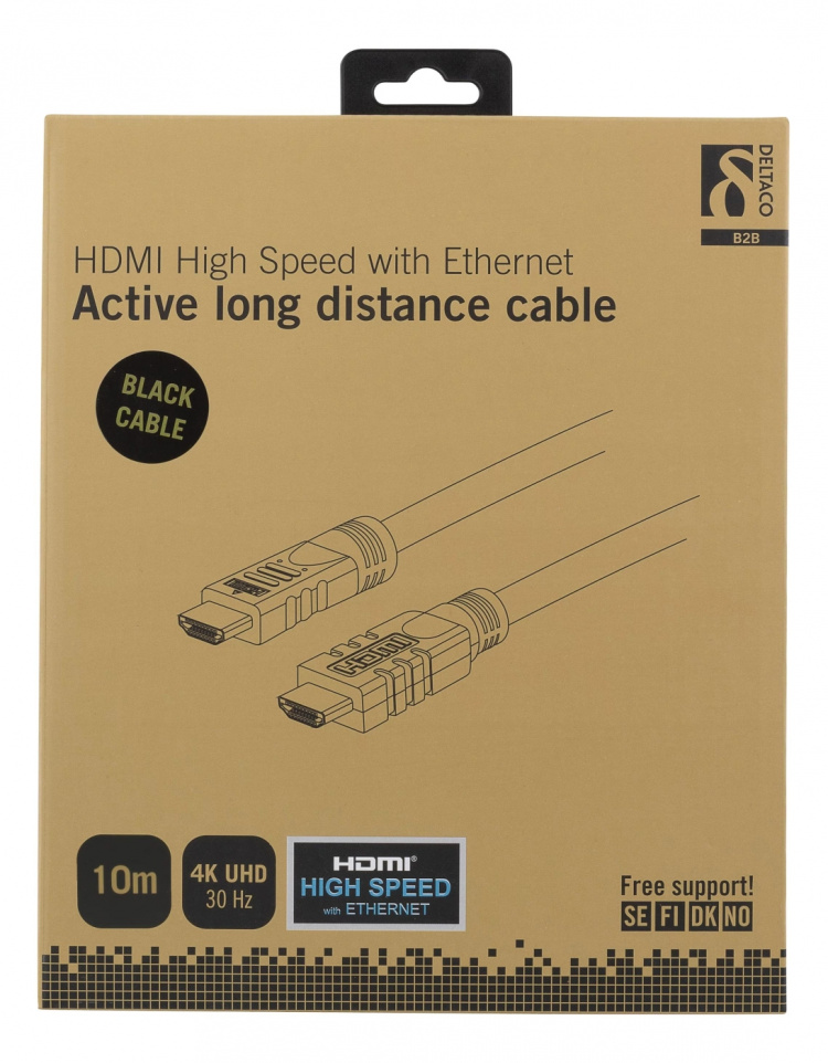 HDMI-kabel, aktiv, 10m, ha-ha, 1080p, v1.4