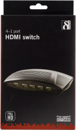 DELTACO manuell HDMI-bryter, 4 innganger til én utgang, 19-pinners hunn (HDMI-206)