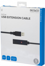 DELTACO USB forlengningskabel, aktiv,USB 2.0,20m