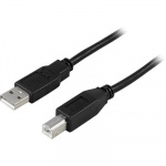 DELTACO USB 2.0 kabel Type A-Type B output, 5m,svart