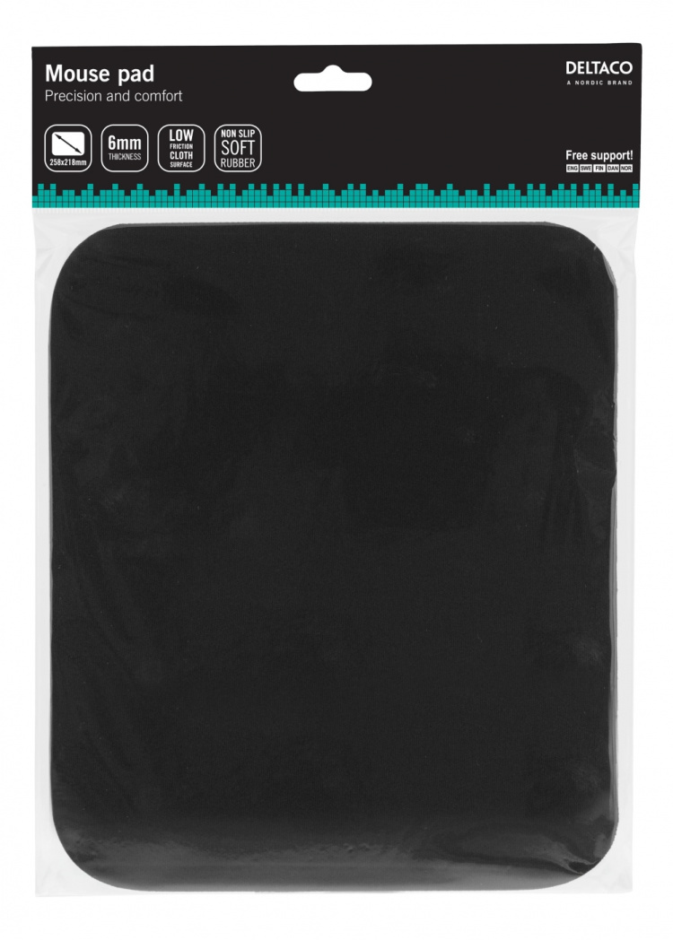 DELTACO musematte, tykkdekkende gummi, 6mm,svart