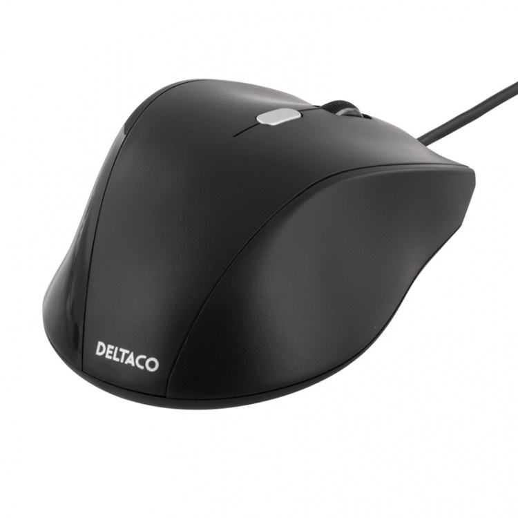 DELTACO optisk mus, 3 knapper med scroll, USB, svart (MS-774)