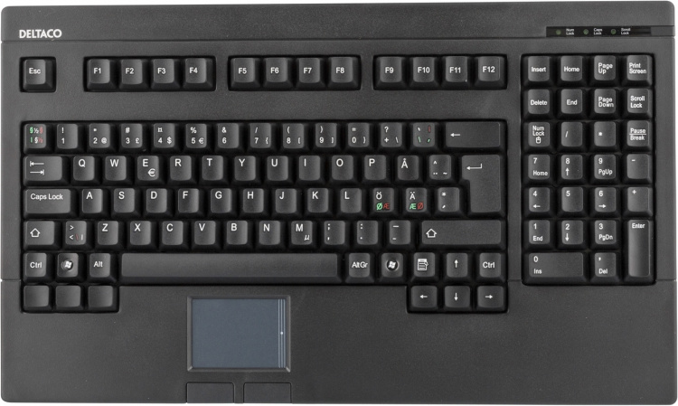 Tangentbord med touchpad, SV, USB, svart