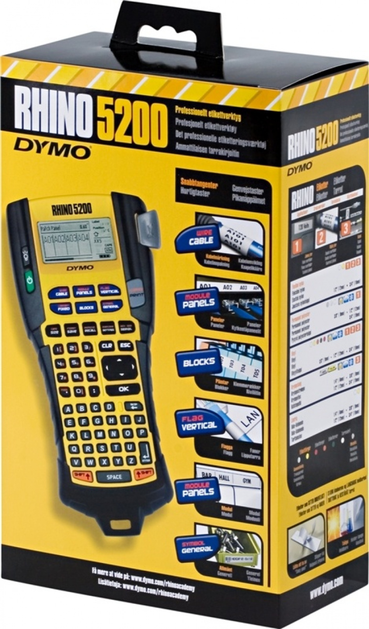 DYMO RhinoPRO 5200 merkemaskin, håndholdt, gul/svart (S0841480)