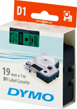 DYMO D1 etikettbånd standard 19 mm, svart på grønn, 7 m rull (45809)