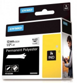 DYMO Rhino Prof, polyesterteip, 12mm, svart tekst trans teip, 5,5m