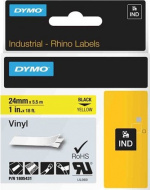 DYMO RhinoPRO 24 mm vinyltape, svart på gul, 5,5 m rull (1805431)