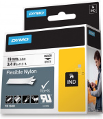 DYMO RhinoPRO merketeip fleks nylon 19mm, svart på hvitt DYMO RhinoPRO merketeip fleks nylon 19mm, svart på hvitt