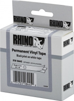 DYMO RhinoPRO etikettbånd permanent vinyl 19 mm, svart på hvit, 5,5 m rull (18445)