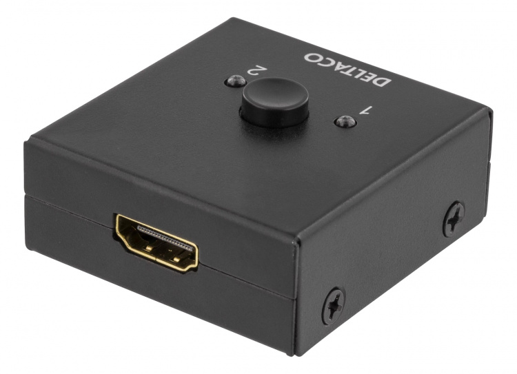 DELTACO Dubbelriktad HDMI-switch, 1-2 eller 2-1, manuell, svart