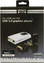 USB 3.0 till DVI/HDMI/VGA-adapter, 2048x1152, vit USB 3.0 till DVI/HDMI/VGA-adapter, 2048x1152, vit