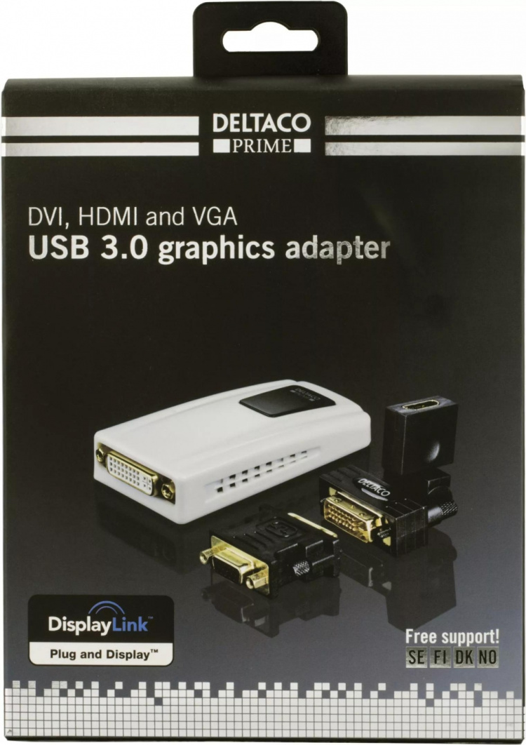 USB 3.0 till DVI/HDMI/VGA-adapter, 2048x1152, vit USB 3.0 till DVI/HDMI/VGA-adapter, 2048x1152, vit