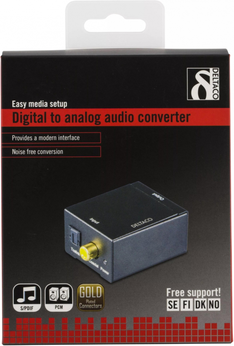 DELTACO digital til analog lydomformer, 2xRCA, S/PDIF, svart (DG-AN)