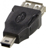 DELTACO USB-adapter Typ A ho - Typ Mini-B ha, svart