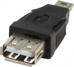 DELTACO USB-adapter Typ A ho - Typ Mini-B ha, svart