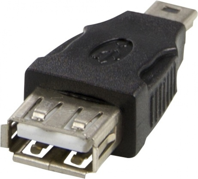 DELTACO USB-adapter Typ A ho - Typ Mini-B ha, svart