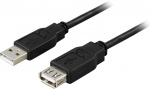 DELTACO USB 2.0 kabel Type A output-Type A input, 0,5m,svart
