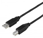 DELTACO USB 2.0-kabel Type A hann - Type B hann 0,5 m, svart (USB-205S)