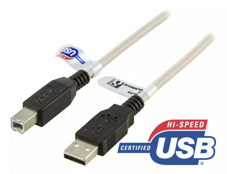 DELTACO USB 2.0-kabel type A hann - type B hann 1 m (USB-210)