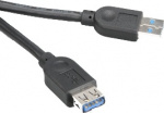 Akasa USB 3.0 kabel, Typ A hane - Typ A hona, 1,5m, svart