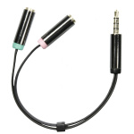 DELTACO, 3,5 mm hann til 3,5 mm mikrofon og stereo hunn, 0,1 m, svart (AUD-201)