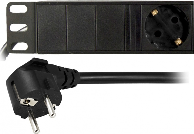 DELTACO Strømskinne, 6xCEE 7/4, 1xCEE 7/7, 2 m kabel, svart (GT-8528)