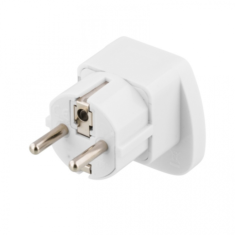 DELTACO Reiseadapter, UK/US/Italia/Sveits - EU, 250V/13A, jordet, hvit (GT-426)