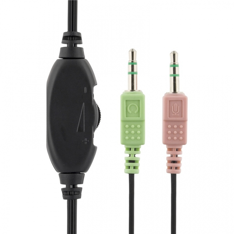 DELTACO headset med mikrofon og volumkontroll 2,m kabel,svart