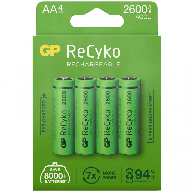 GP ReCyko oppladbare AA-batterier