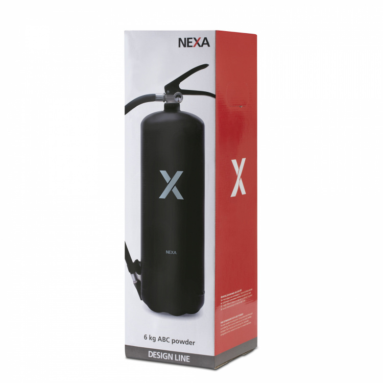 Nexa brannslukningsapparat, 6 kg ABC-pulver med veggbrakett (svart) Nexa brannslukningsapparat, 6 kg ABC-pulver med veggbrakett (svart)