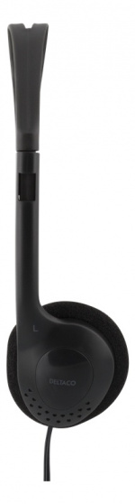 DELTACO hodetelefoner med volumkontroll, 1x 3,5mm, ca 2m kabel
