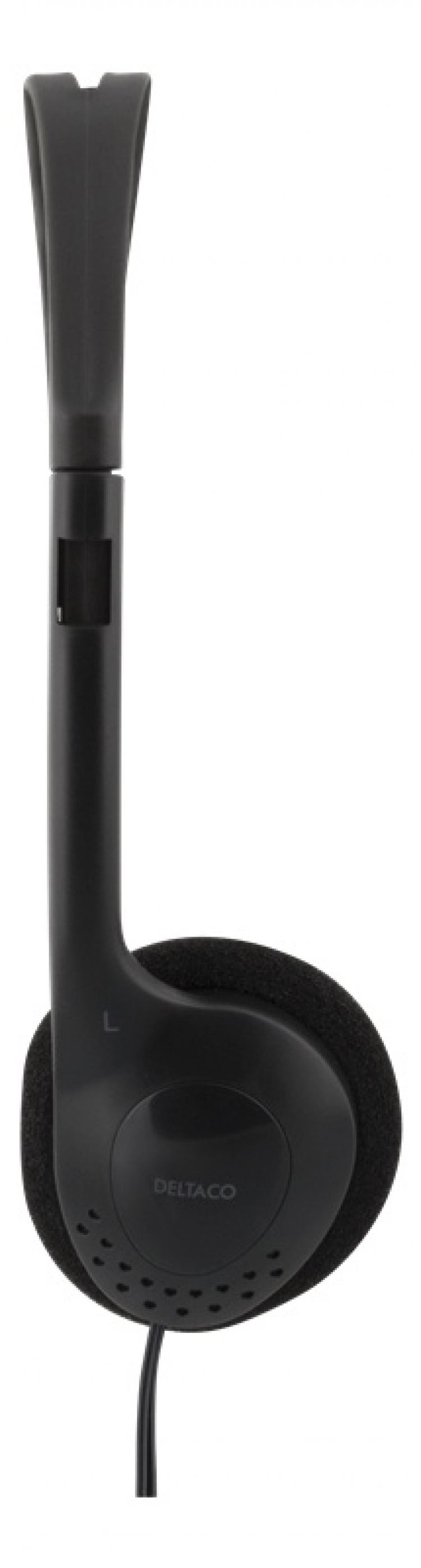 DELTACO hodetelefoner med volumkontroll, 1x 3,5mm, ca 2m kabel