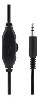 DELTACO hodetelefoner med volumkontroll, 1x 3,5mm, ca 2m kabel