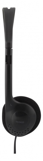 DELTACO hodetelefoner med volumkontroll, 1x 3,5mm, ca 2m kabel