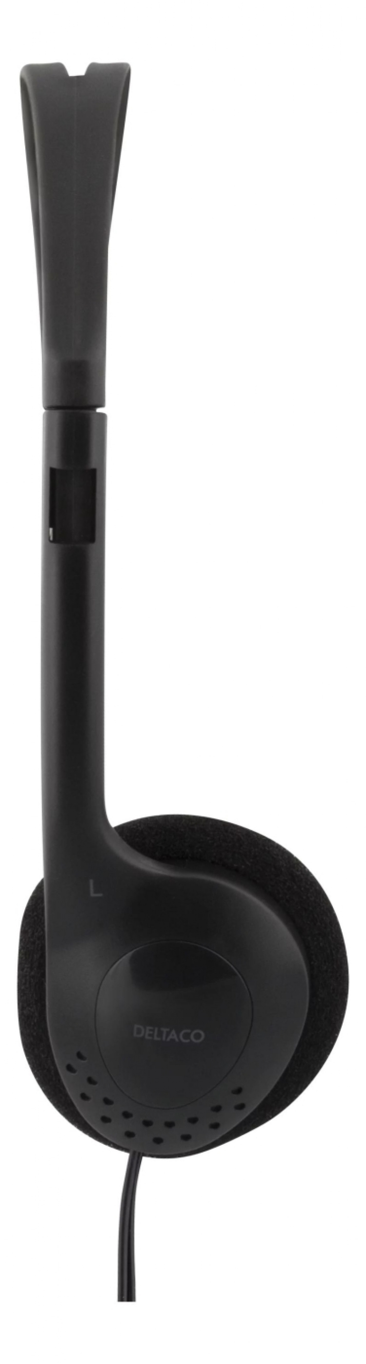 DELTACO hodetelefoner med volumkontroll, 1x 3,5mm, ca 2m kabel