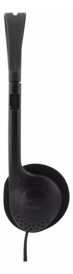 DELTACO hodetelefoner med volumkontroll, 1x 3,5mm, ca 2m kabel