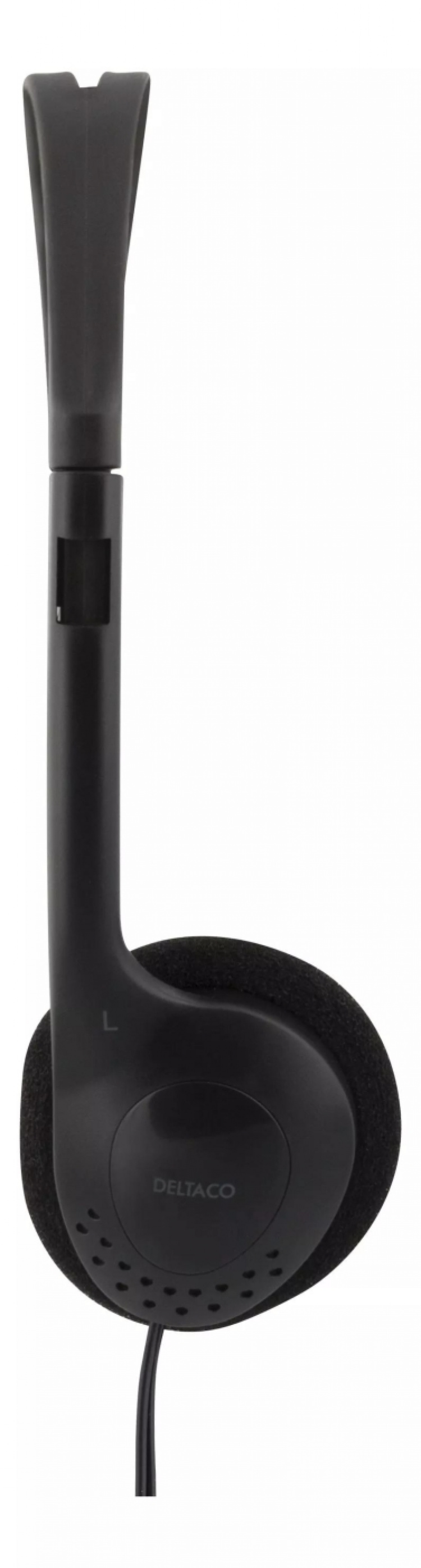 DELTACO hodetelefoner med volumkontroll, 1x 3,5mm, ca 2m kabel