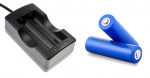 Batterilader for 18650-batterier + 2 stk 18650-batterier 2000 mAh