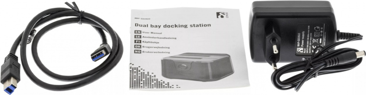 DELTACO USB 3.0 dockningsstation med kloning, 2x2,5/3,5