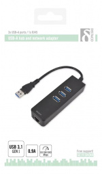 DELTACO nettverksadapter, 1xGigabitRJ45, 1xUSB3 A ha, 3x USB3 ho DELTACO nettverksadapter, 1xGigabitRJ45, 1xUSB3 A ha, 3x USB3 ho