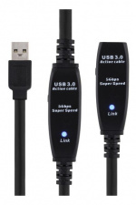 DELTACO aktiv USB 3.0-forlengelseskabel, Typ A ha - hu, 10m, svart