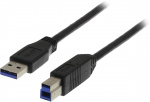 DELTACO USB 3.0 kabel, Typ A hane - Typ B hane, 1m, svart