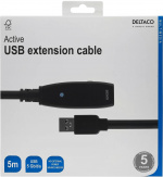 DELTACO aktiv USB 3.0-forlengelseskabel, Typ A ha - hu, 5m, blå
