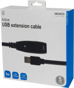 DELTACO aktiv USB 3.0-forlengelseskabel, Typ A ha - hu, 5m, blå