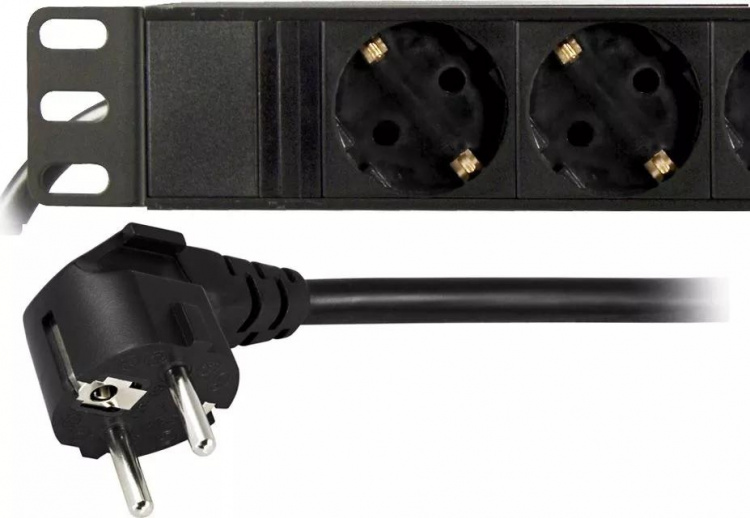 DELTACO Strømskinne med 10xCEE 7/4-kontakter, 1xCEE 7/7, 0,501m 1U,3m, svart (GT-8635)